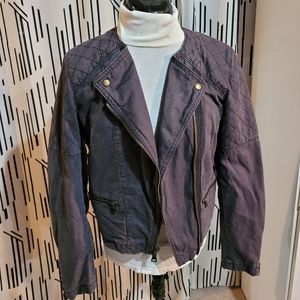 Gap quilted moto jacket - grey stone wash - 8